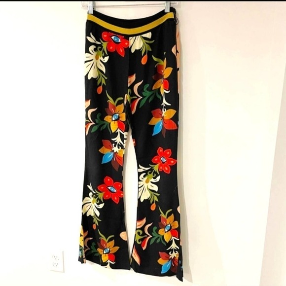 Farm Rio Calla Flare Bellbottoms Pants Floral XS Anthropologie - Picture 5 of 8